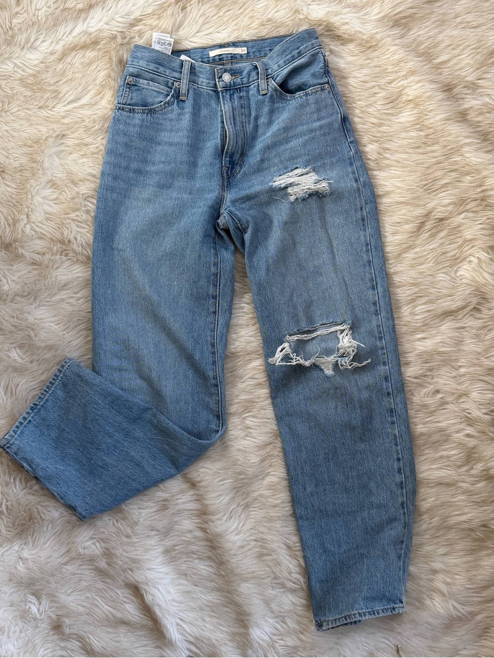 Levi's Baggy Light Blue Straight Leg Distressed Jeans